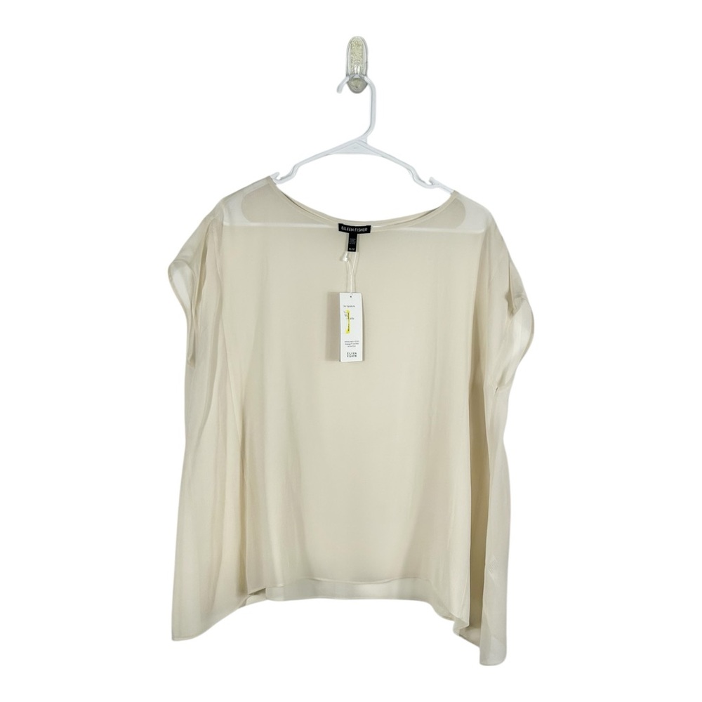 NWT Eileen Fisher Sheer Silk Georgette Long Poncho Top